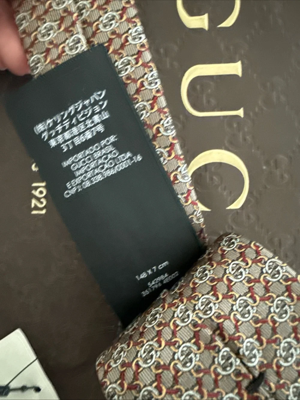 GUCCI Tie GG Pattern Gold / Brown Interlock 100% silk 100% Authentic Vintage